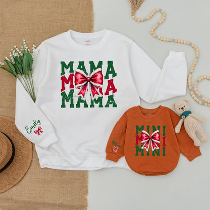 Matching Mama & Mini Christmas Sweaters, Baby Bodysuit Gift Set