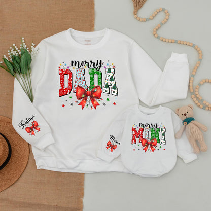 Matching Dad & Son Christmas Sweaters, Baby Bodysuit & Romper Set