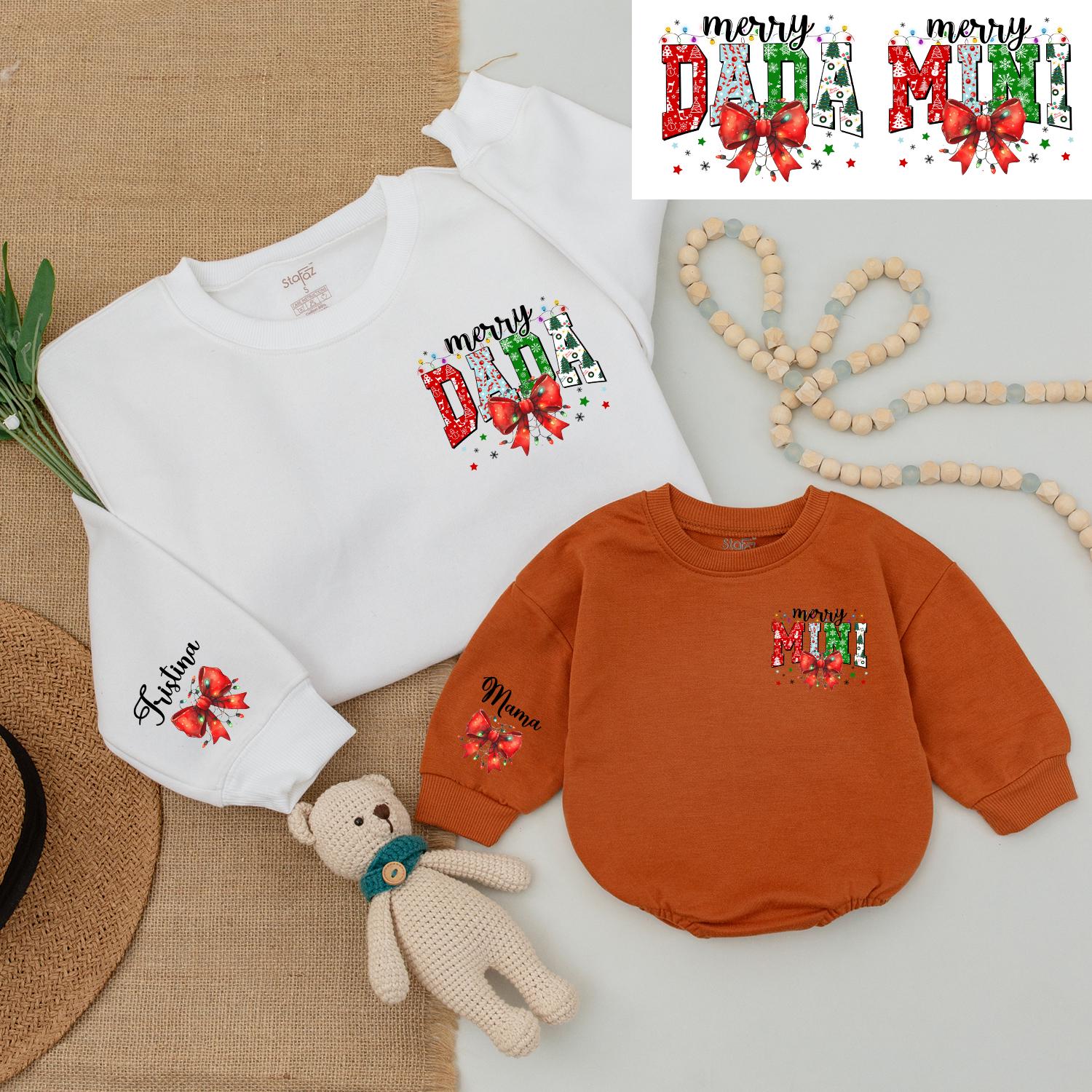 Matching Family Christmas Outfits: Dad & Son Sweaters, Baby Romper