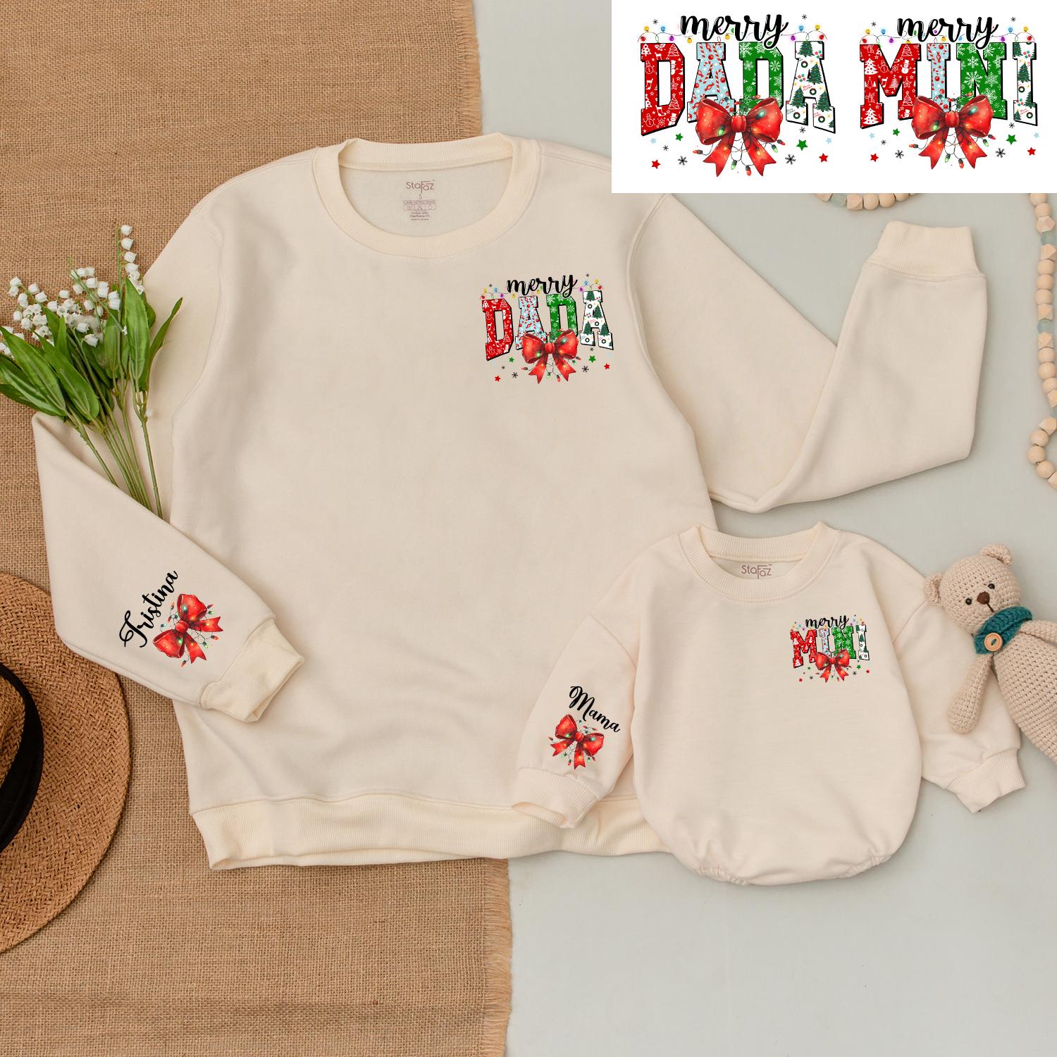 Matching Family Christmas Outfits: Dad & Son Sweaters, Baby Romper