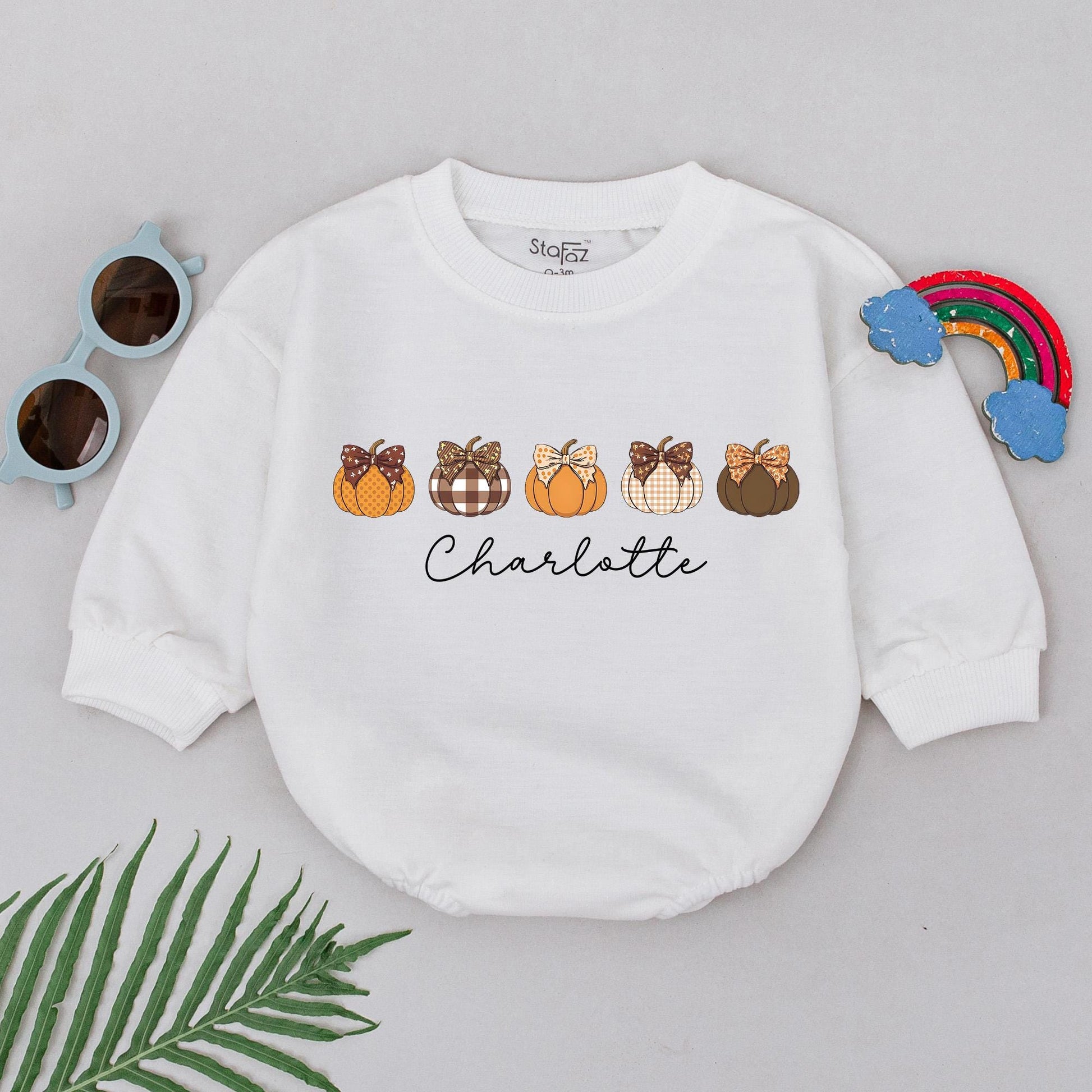 Retro Pumpkin Romper with Custom Name – Perfect Fall Baby Gift