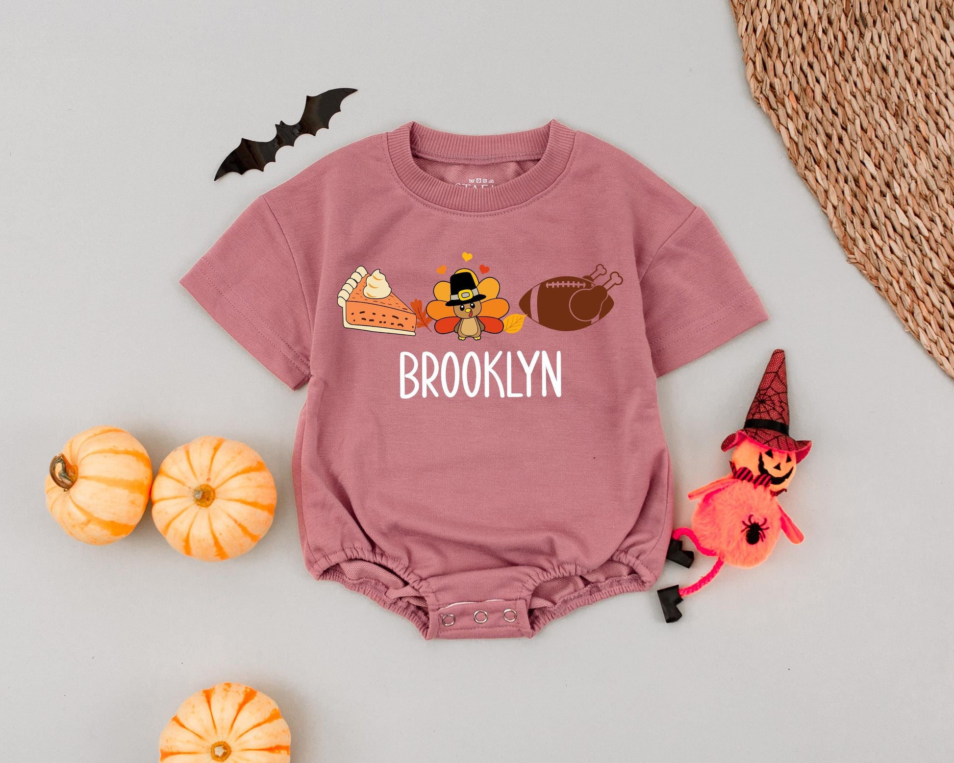 Custom Pumpkin Pie Romper: First Thanksgiving Baby Outfit Gift