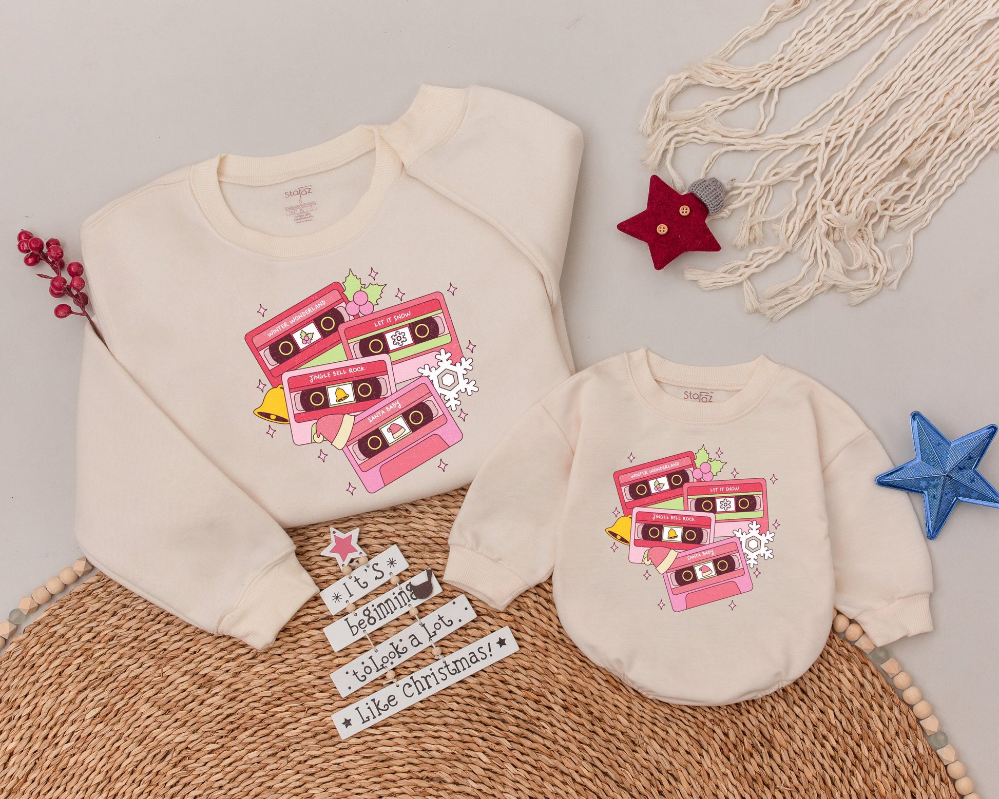 Retro Matching Christmas Sweatshirts | Mommy & Me Gift Set