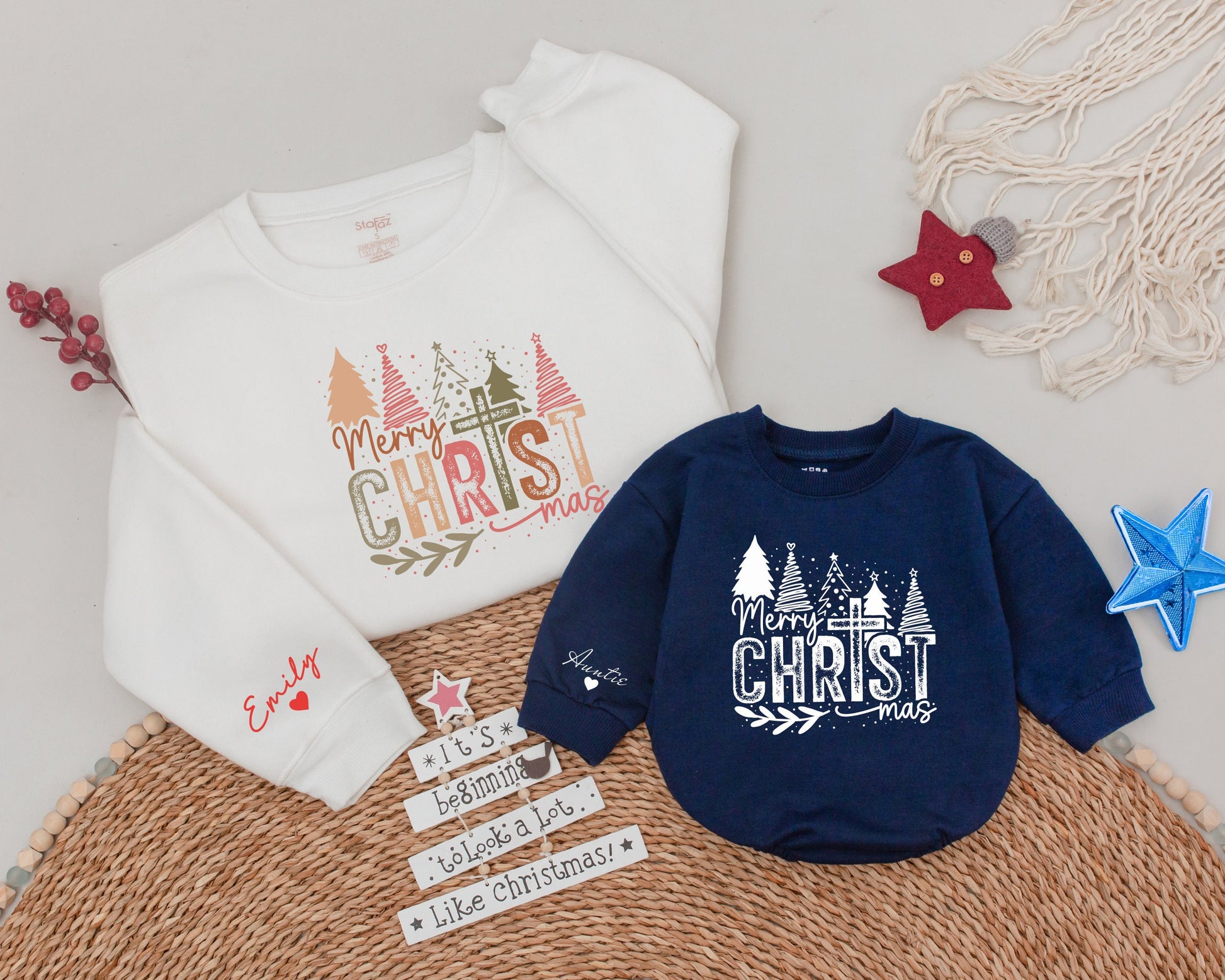 Festive Family Christmas Sweater Set: Mama & Mini Matching Outfits