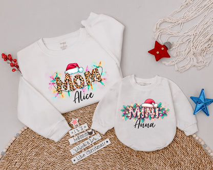 Custom Mom & Baby Christmas Sweatshirt Matching Family Shirt Set