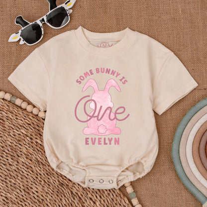 Bunny Themed 1st Birthday Romper, Personalized Baby Gifts, Girl Outfit