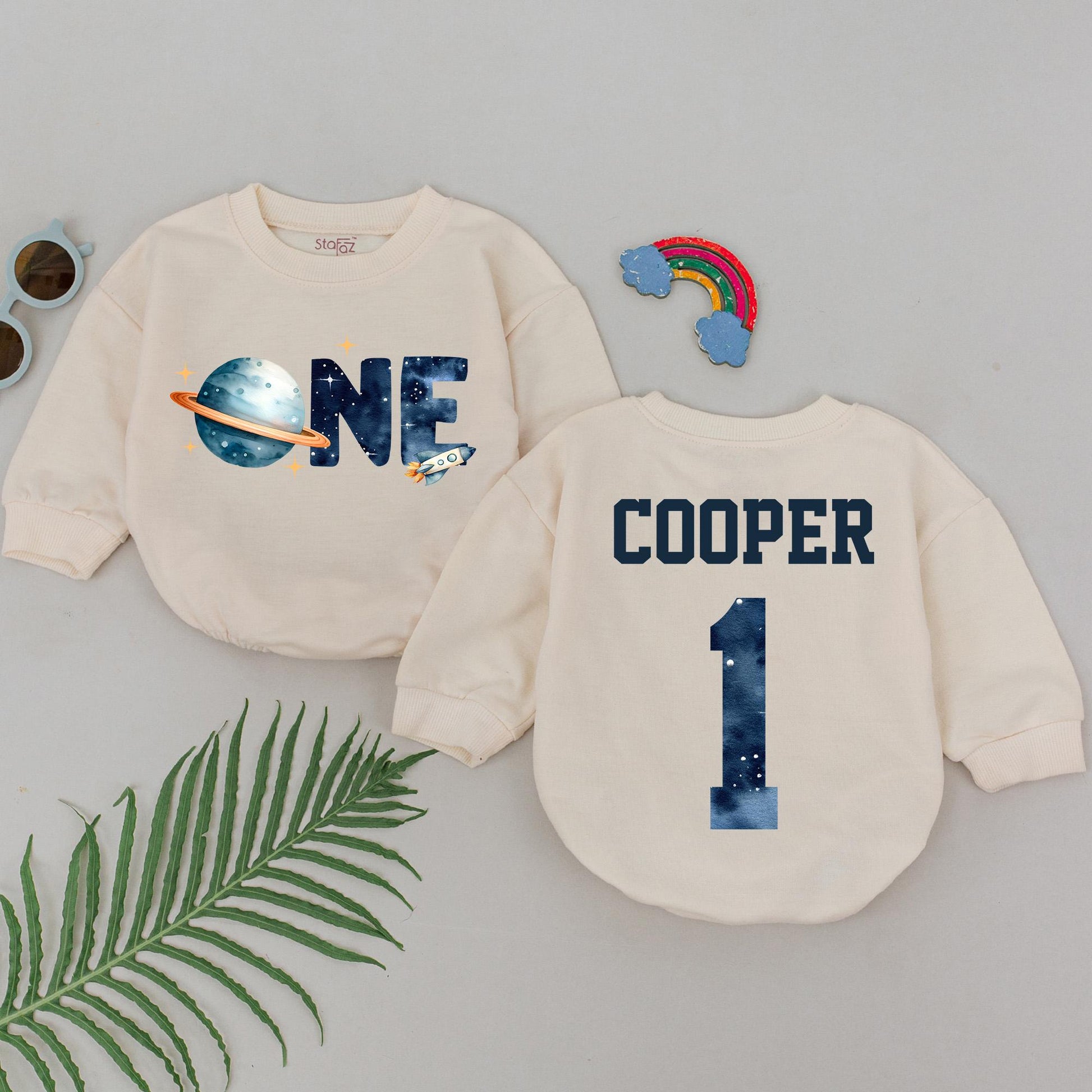 Astronaut Birthday Romper - First Trip Around Sun for Baby Boys