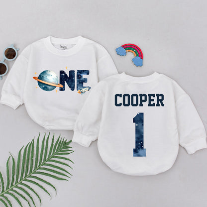 Astronaut Birthday Romper - First Trip Around Sun for Baby Boys