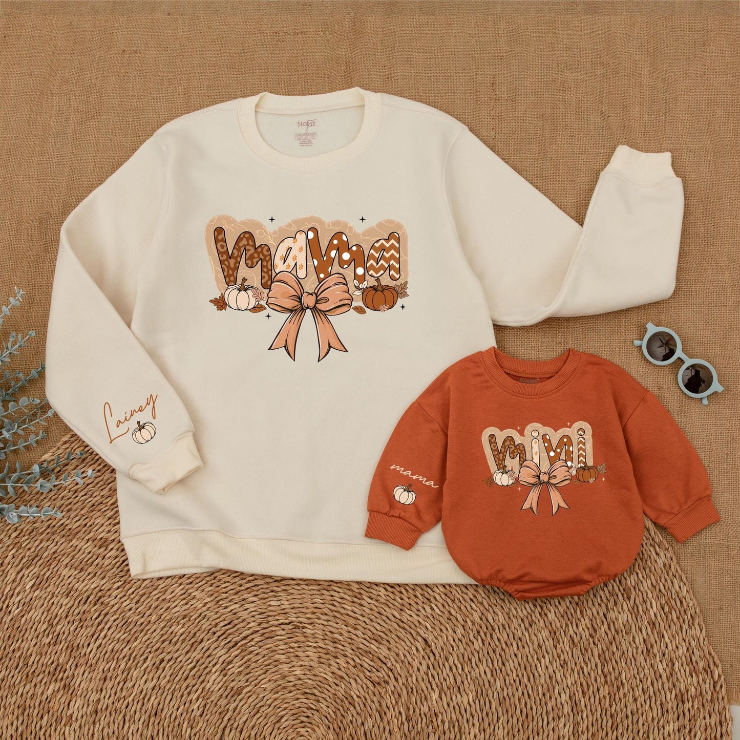 Mama and Mini Pumpkin Sweatshirt Set: Thanksgiving Mommy and Me Gift