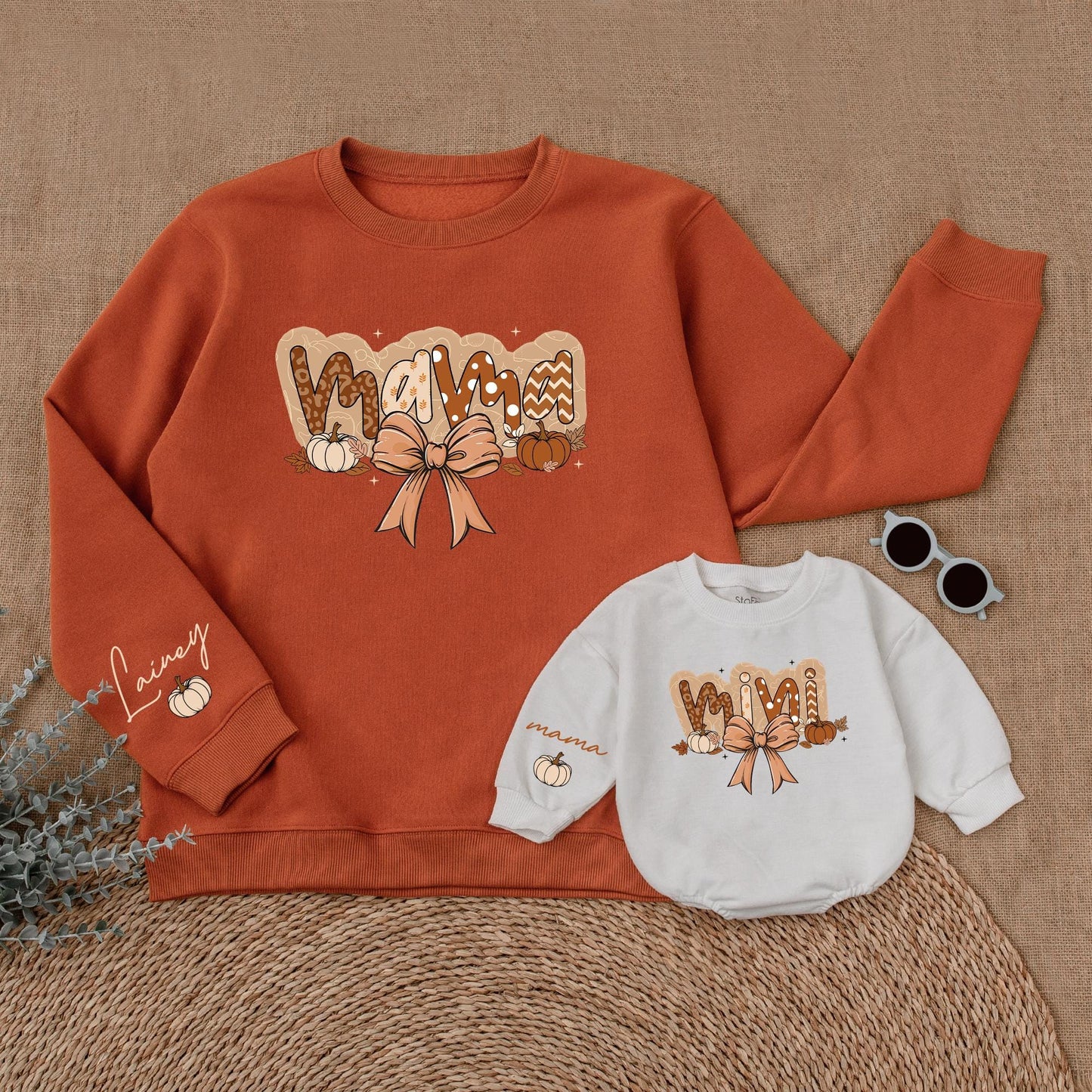 Mama and Mini Pumpkin Sweatshirt Set: Thanksgiving Mommy and Me Gift