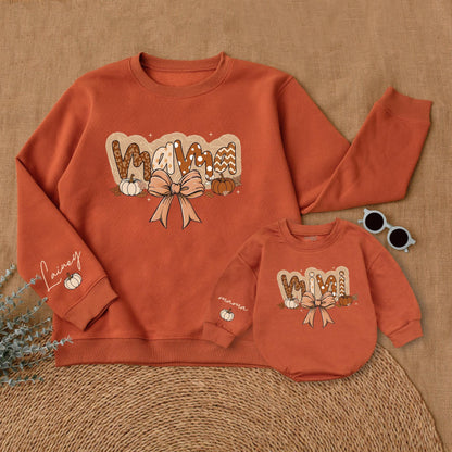 Mama and Mini Pumpkin Sweatshirt Set: Thanksgiving Mommy and Me Gift