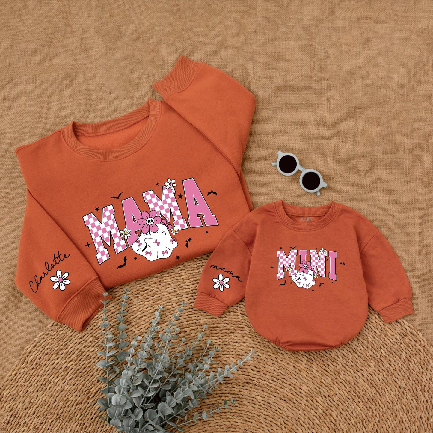 Matching Pink Halloween Sweatshirts for Mom and Baby – Spooky Season