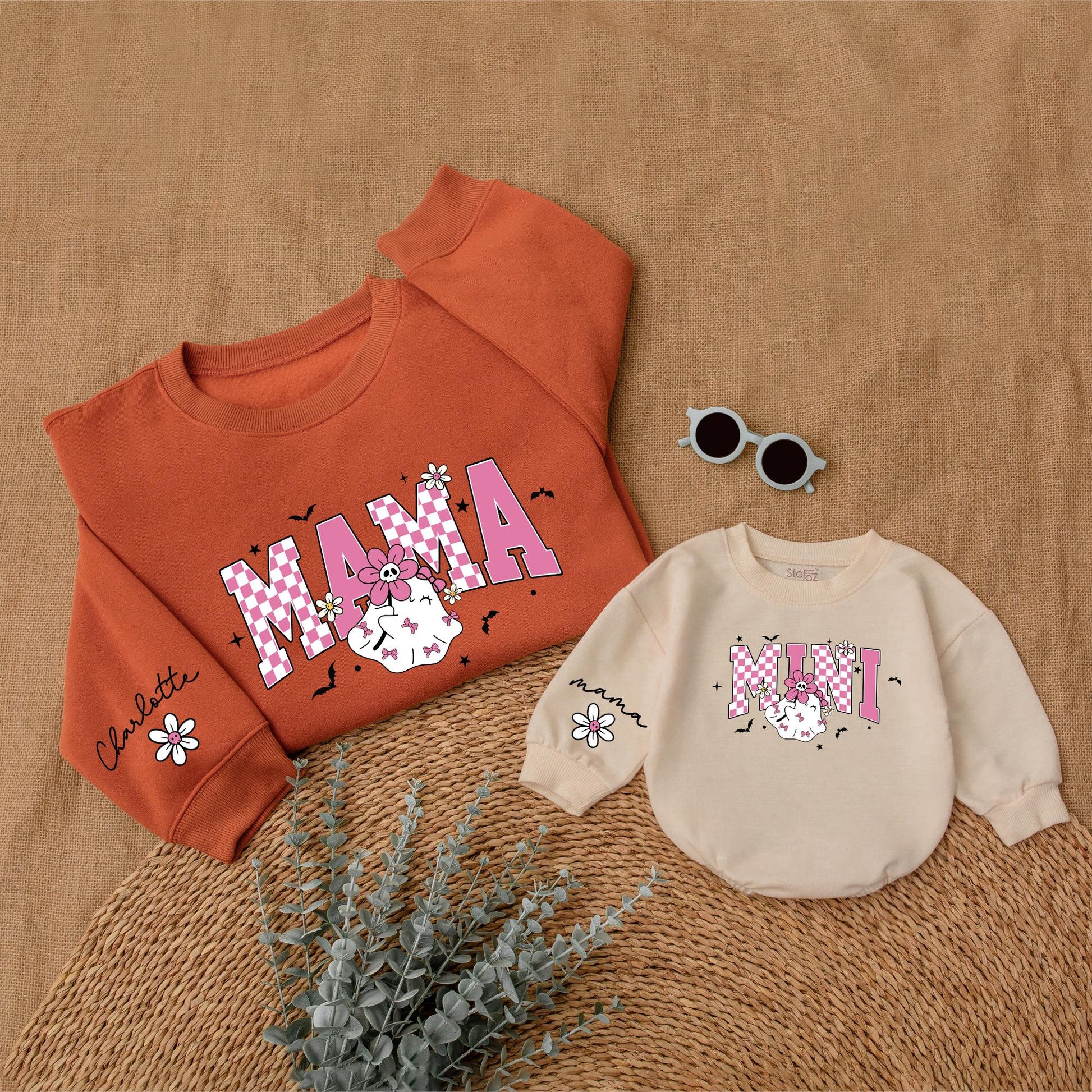 Matching Pink Halloween Sweatshirts for Mom and Baby – Spooky Season