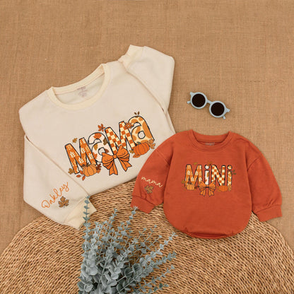 Mama & Mini Pumpkin Sweaters: Matching Thanksgiving Outfits for Family
