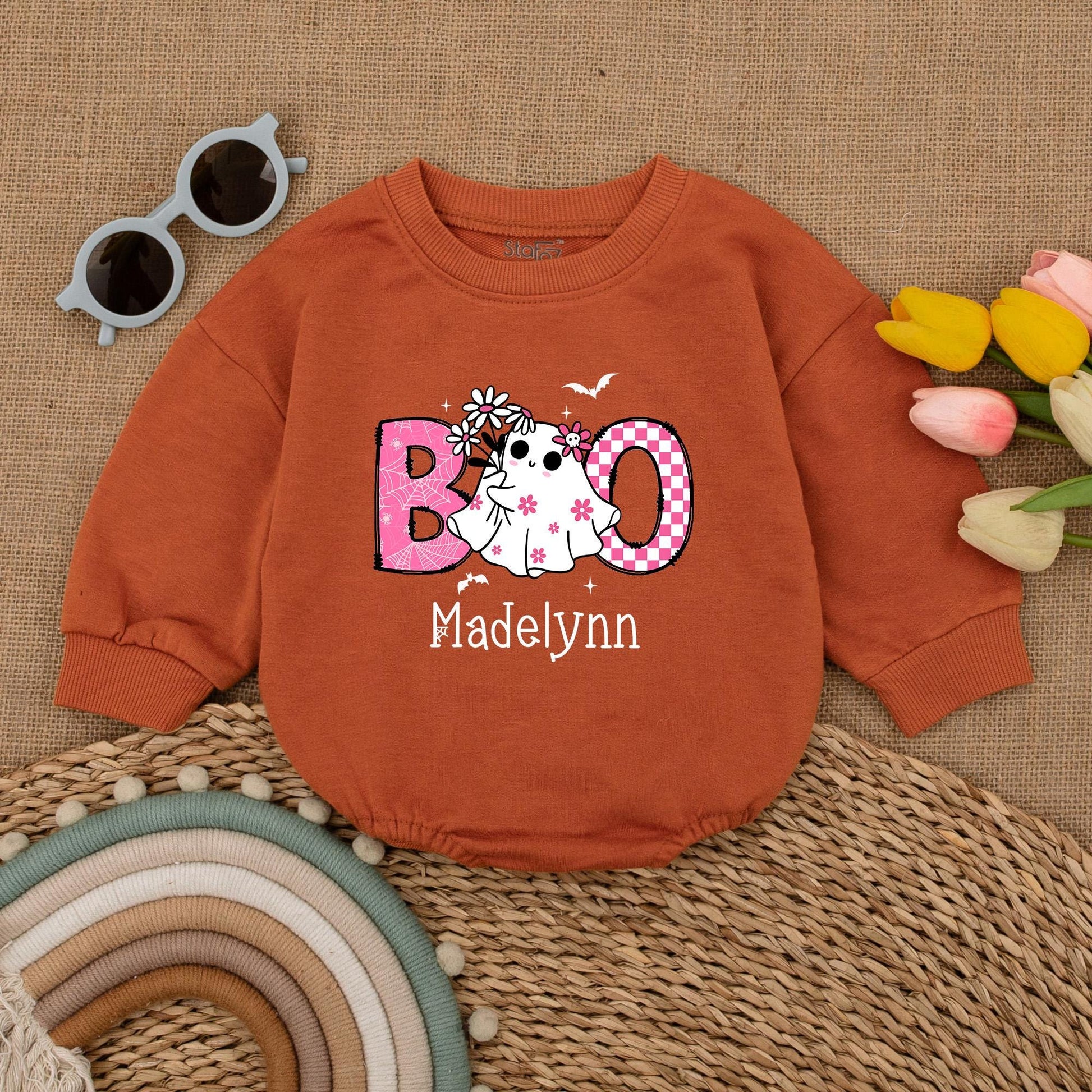 Cute Boo Baby Romper for Halloween: Personalized Fall Baby Outfit