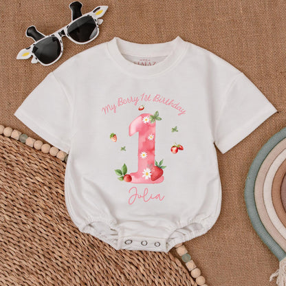 Berry-Themed 1st Birthday Romper: Baby Gift, Shower, Bodysuit