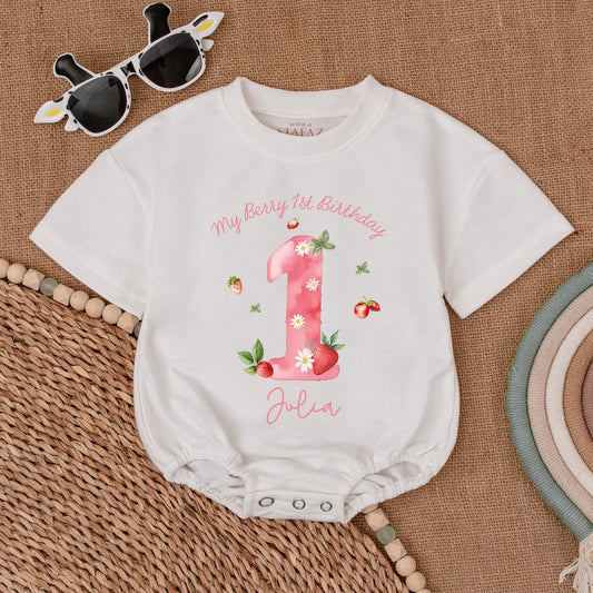 Berry-Themed 1st Birthday Romper: Baby Gift, Shower, Bodysuit