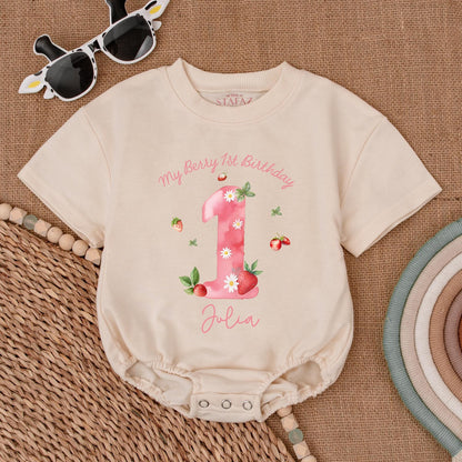 Berry-Themed 1st Birthday Romper: Baby Gift, Shower, Bodysuit