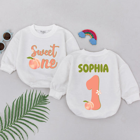Sweet Peach Birthday Romper – Personalized 1st Birthday Outfit
