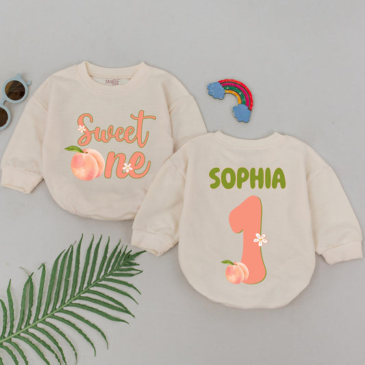 Sweet Peach Birthday Romper – Personalized 1st Birthday Outfit