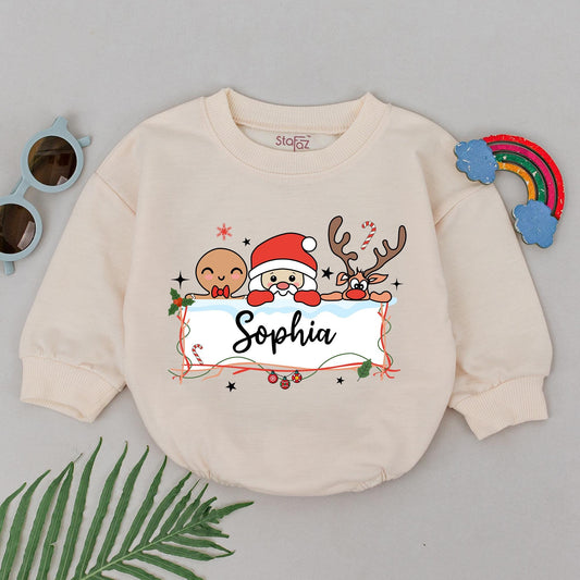 Custom Baby Christmas Romper, 1st Holiday Outfit, Gift for Infant