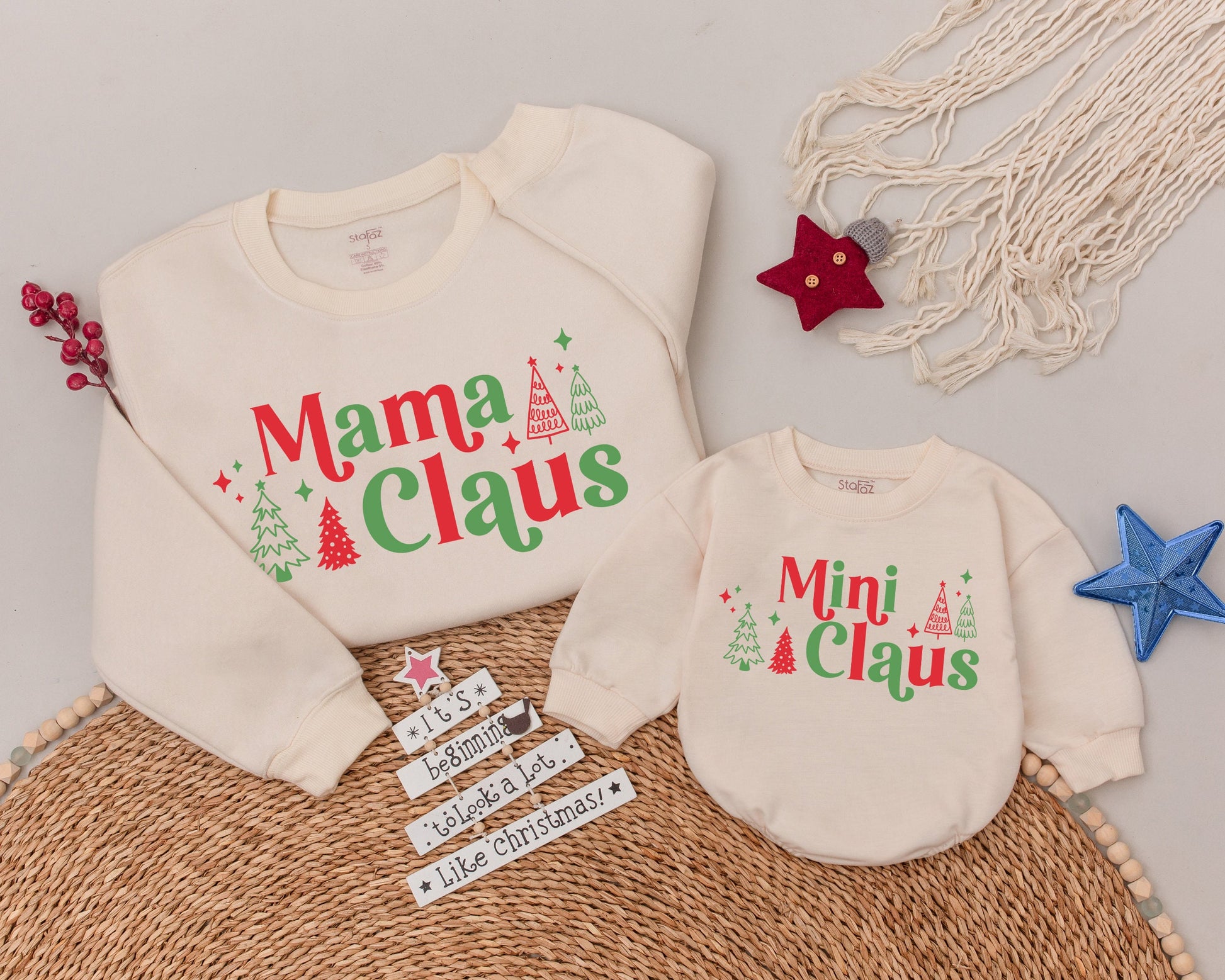 Matching Mama & Mini Claus Retro Sweatshirts – Christmas Gift Idea