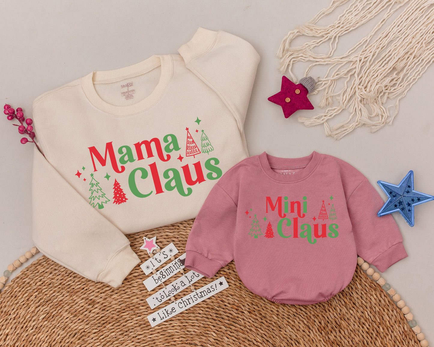 Matching Mama & Mini Claus Retro Sweatshirts – Christmas Gift Idea