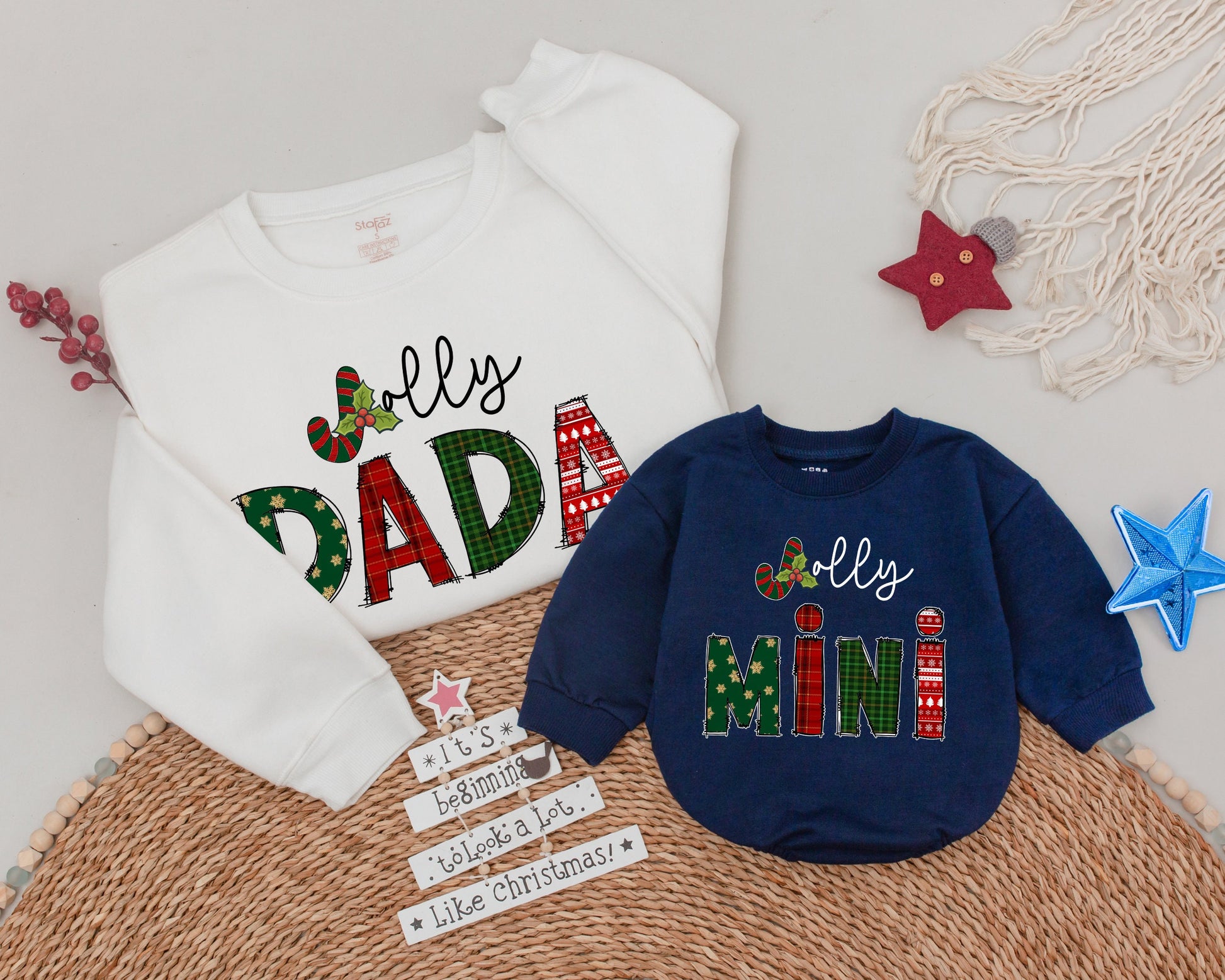 Retro Christmas Family Sweatshirts: Mommy, Daddy, and Me Set