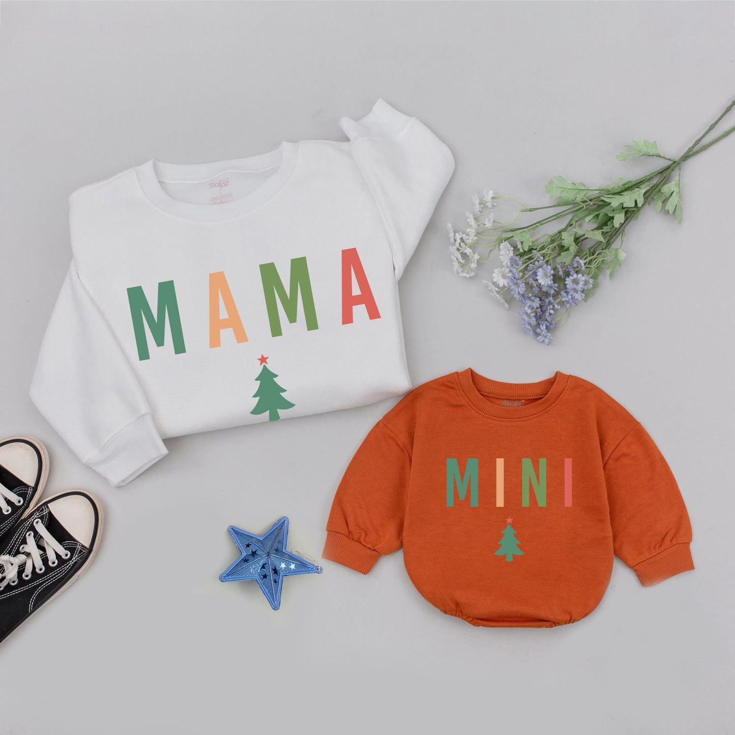 Matching Mama and Mini Christmas Sweatshirts: Family Holiday Outfit