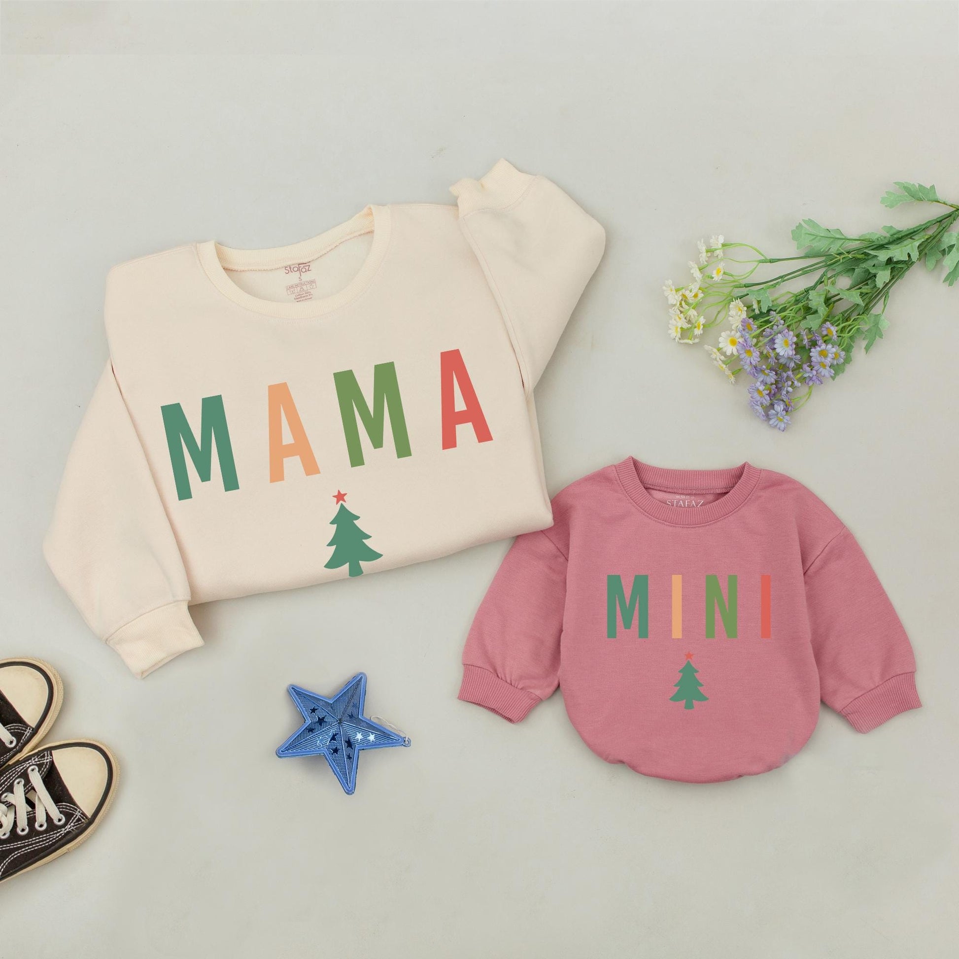 Matching Mama and Mini Christmas Sweatshirts: Family Holiday Outfit