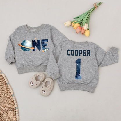 Space-Themed 1st Birthday Sweatshirt | One Trip Around the Sun