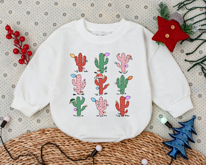 Cowboy Christmas Cactus Romper: Baby's Western Holiday Outfit