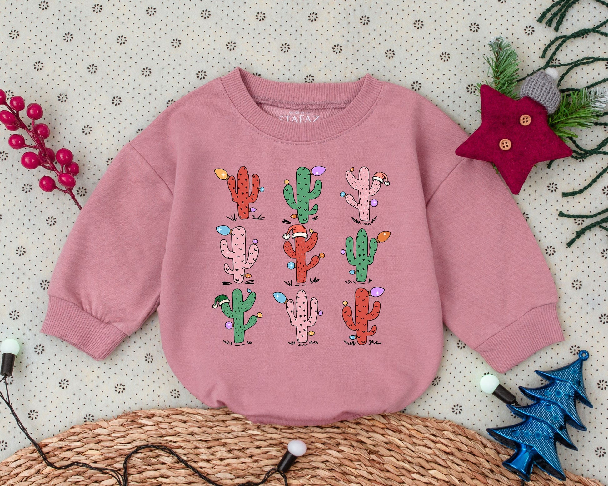 Cowboy Christmas Cactus Romper: Baby's Western Holiday Outfit