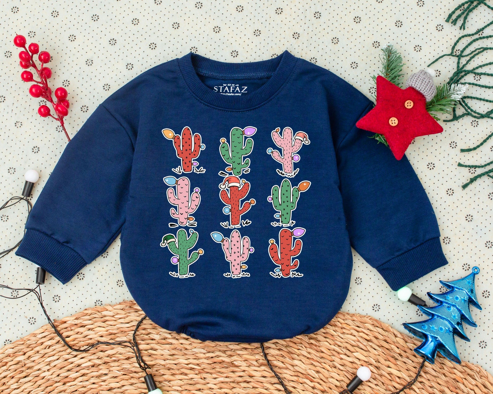 Cowboy Christmas Cactus Romper: Baby's Western Holiday Outfit