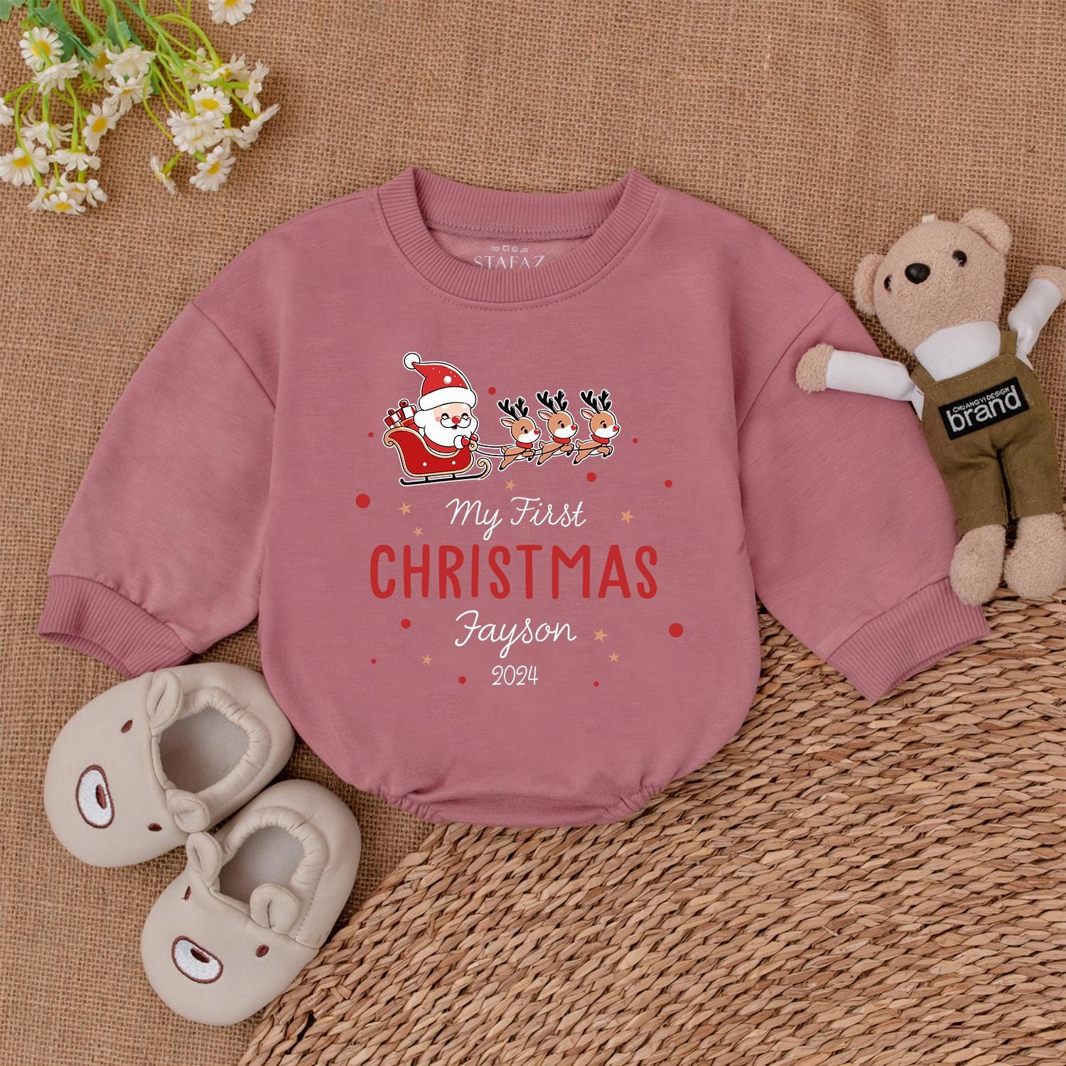 Custom Baby's 1st Christmas Romper & Bodysuit | Newborn Gift