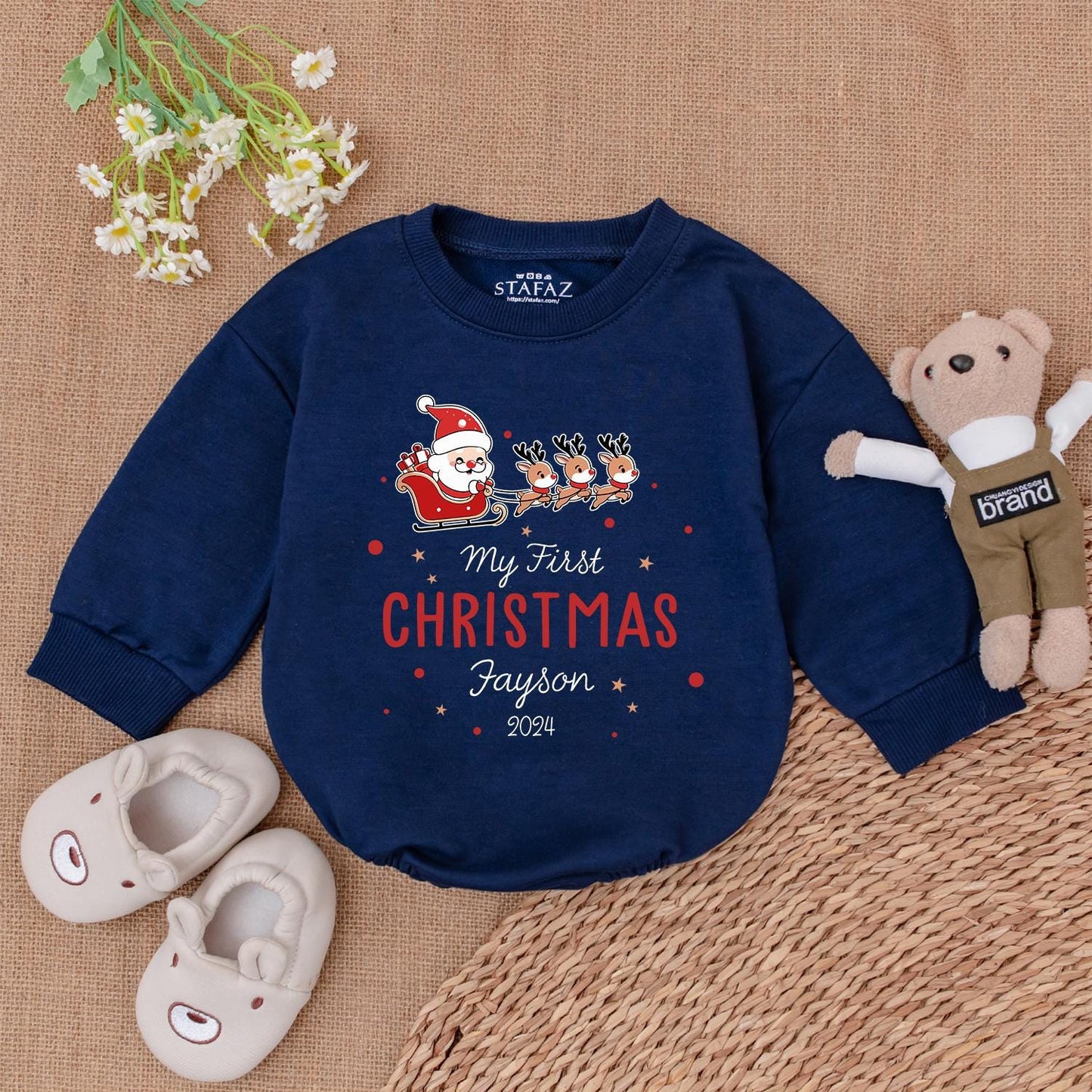 Custom Baby's 1st Christmas Romper & Bodysuit | Newborn Gift