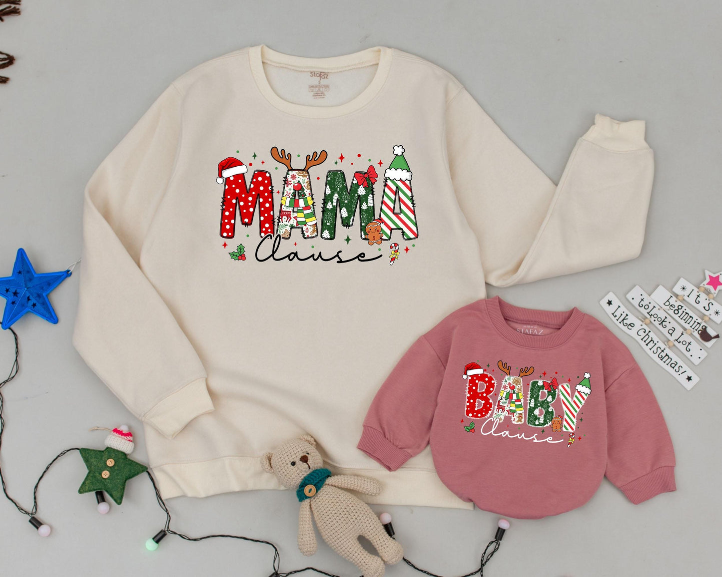 Vintage Mama and Mini Christmas Sweatshirts - Matching Family Outfits