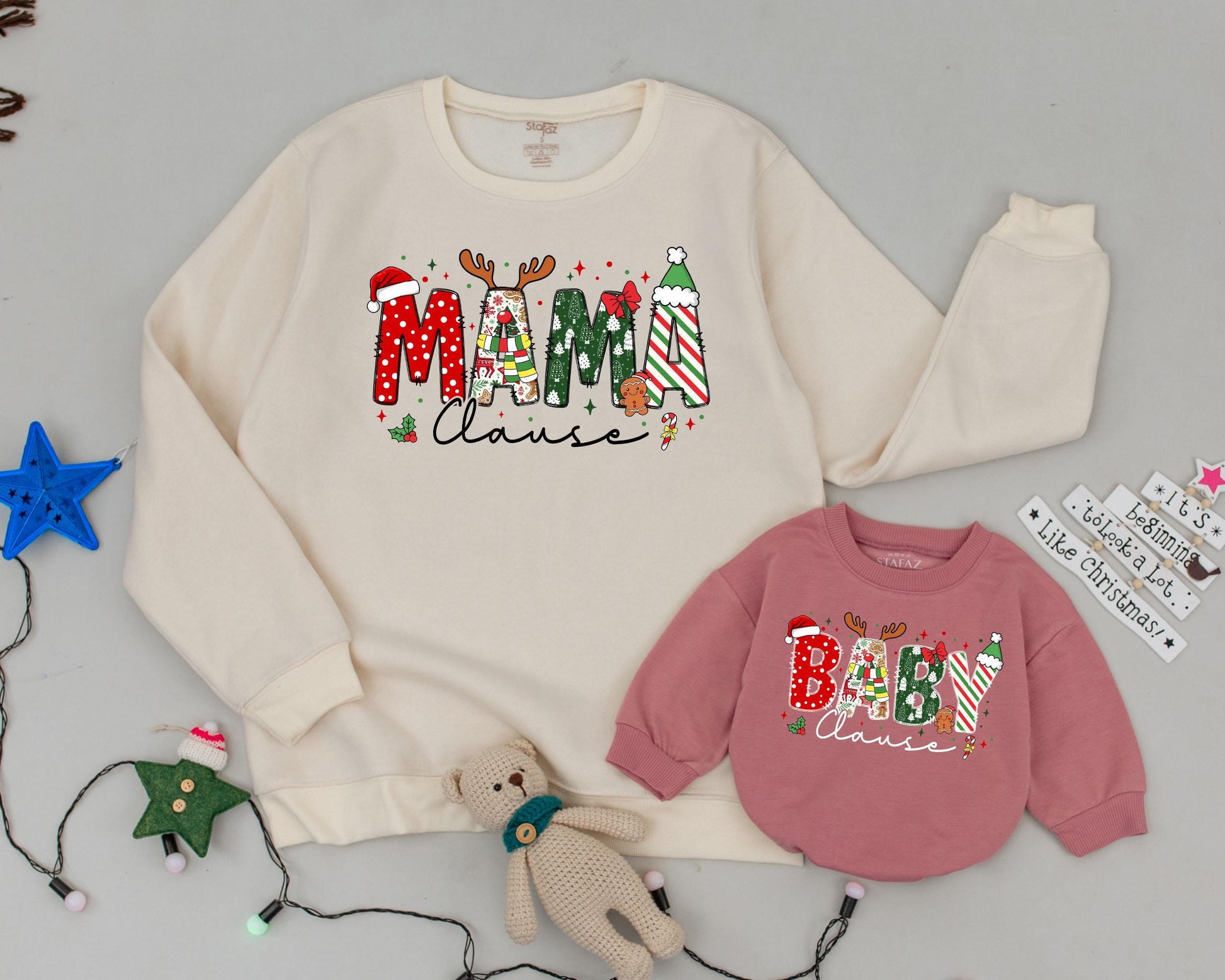 Vintage Mama and Mini Christmas Sweatshirts - Matching Family Outfits