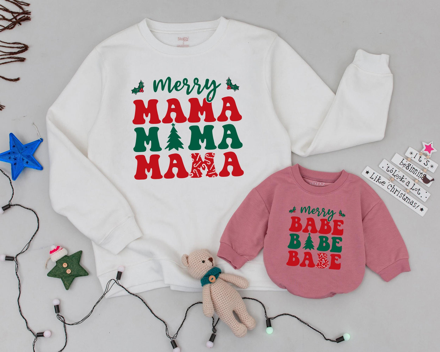 Vintage Christmas Matching Sweatshirts, Mommy & Me, Family Outfits