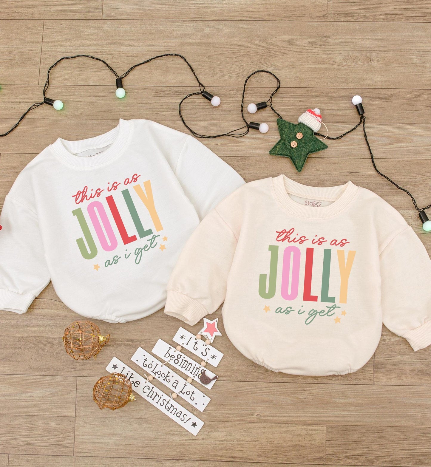 Jolly Xmas Baby Romper & Family Sweatshirts | Holiday Gift Ideas