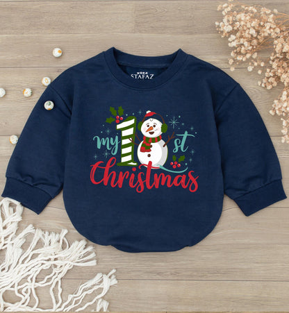 Baby’s 1st Christmas Romper | Cute Snowman Bubble Outfit Gift