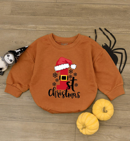 Baby's First Christmas Romper - Cute Santa Bodysuit Gift