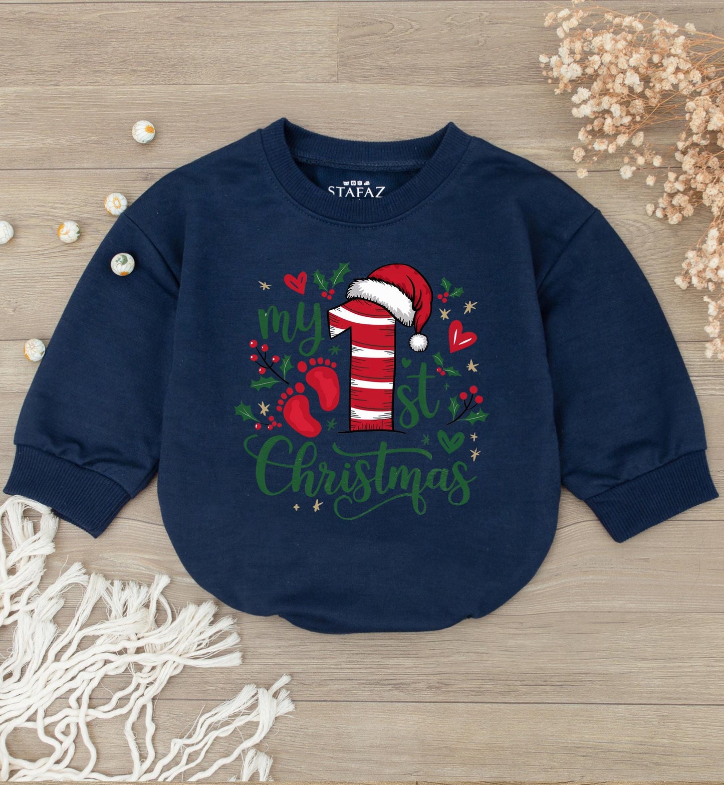 Baby's 1st Christmas Santa Romper - Cute Holiday Bodysuit Gift