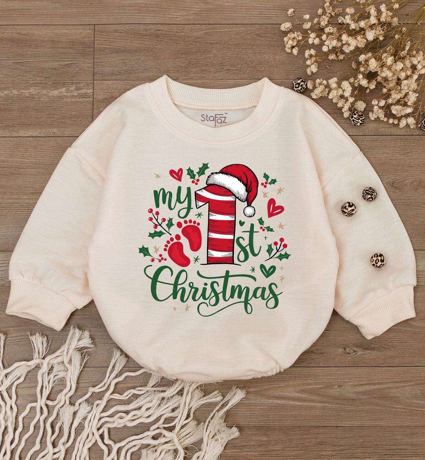 Baby's 1st Christmas Santa Romper - Cute Holiday Bodysuit Gift