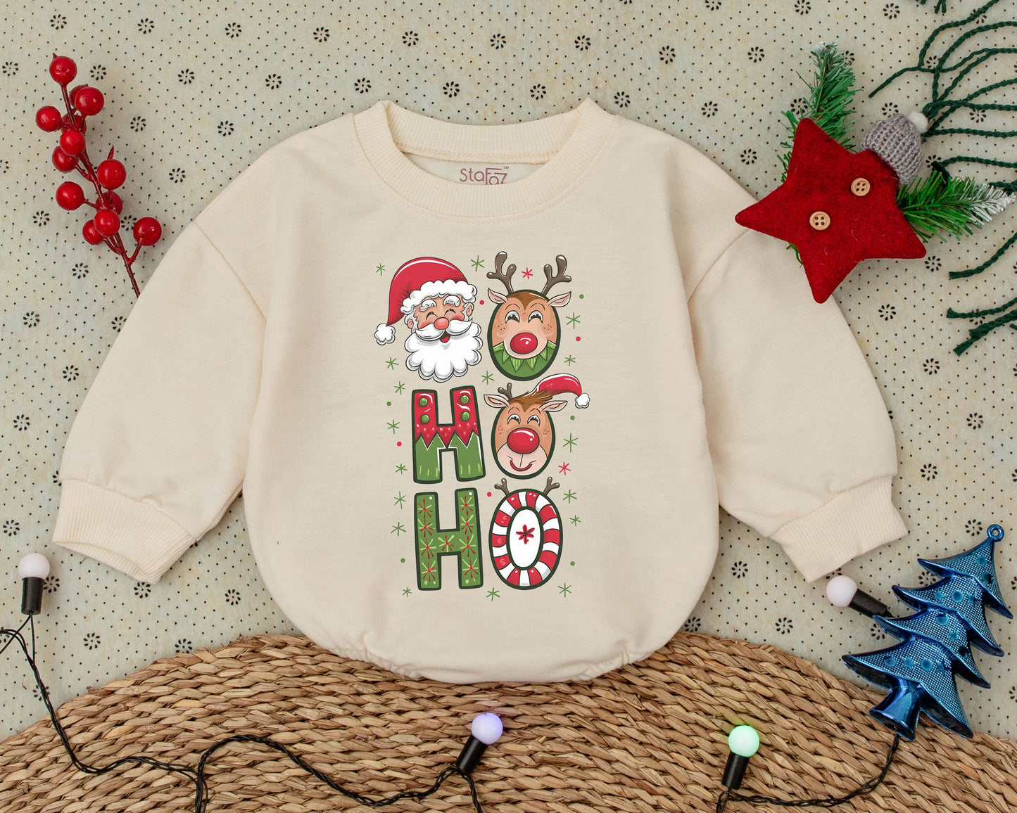 Vintage Reindeer Romper: Groovy First Christmas Baby Outfit