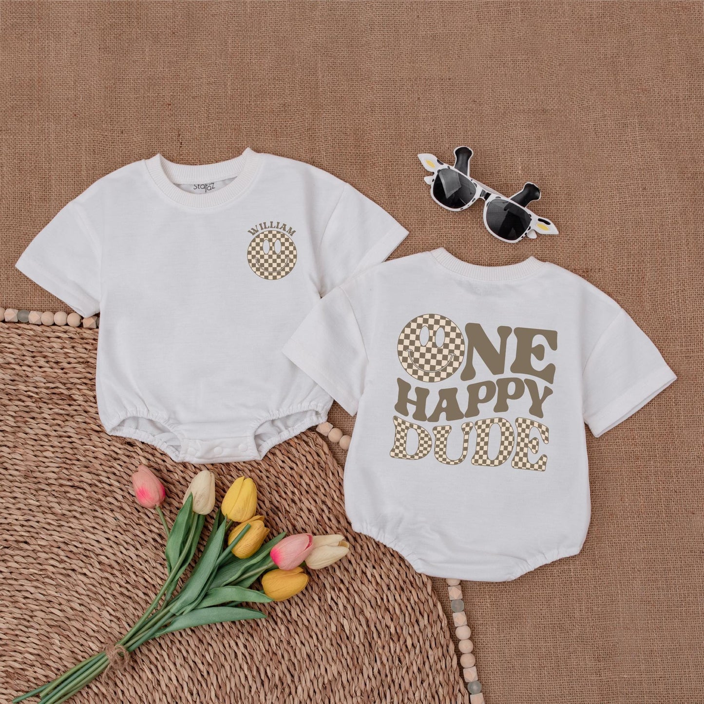 "Custom 'One Happy Dude' Romper – Perfect 1st Birthday Outfit Gift"