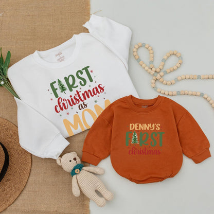 Matching Family Xmas Outfits: Mama & Mini Sweatshirts, Baby Bodysuit