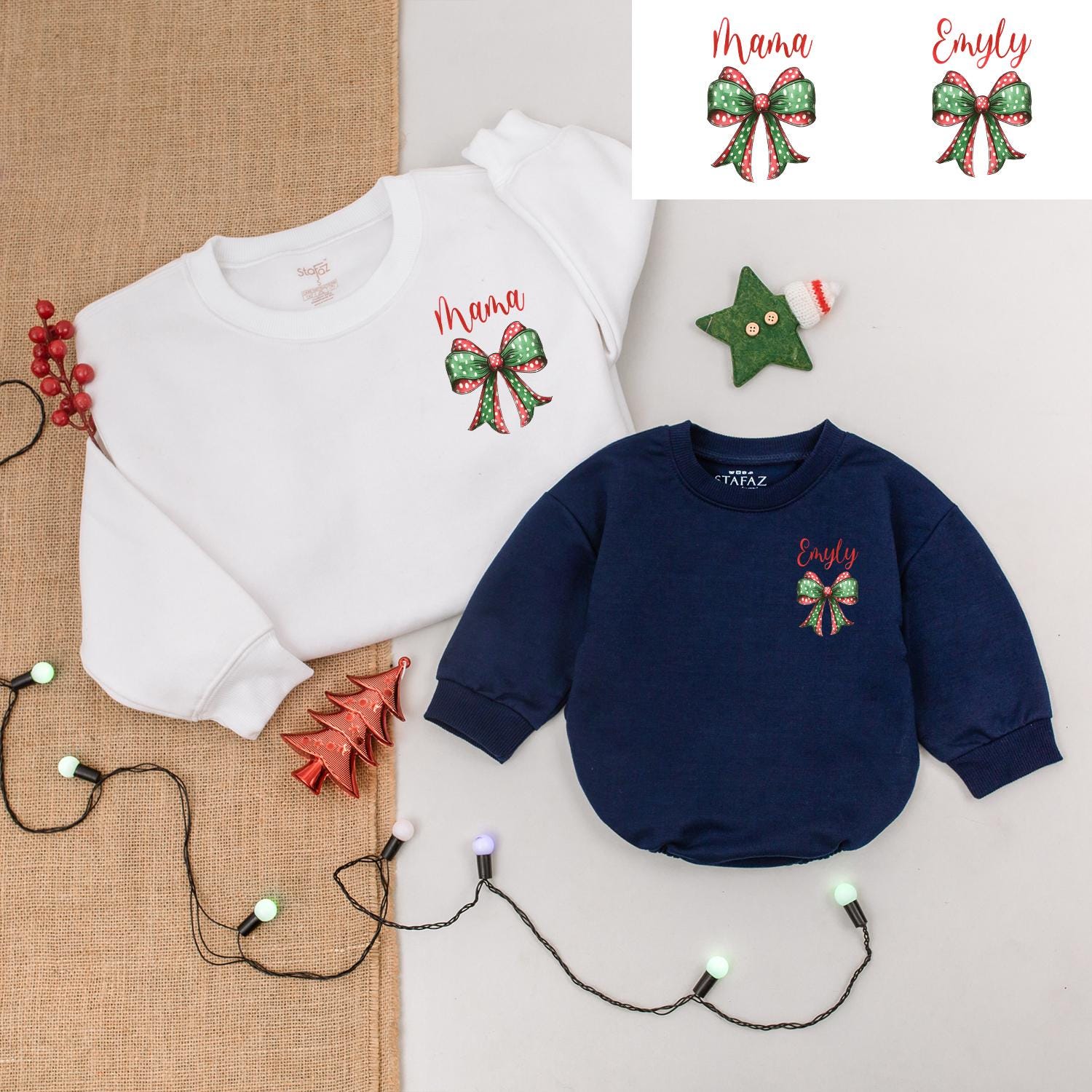 Matching Family Christmas Outfits: Cute Sweatshirts & Baby Romper  