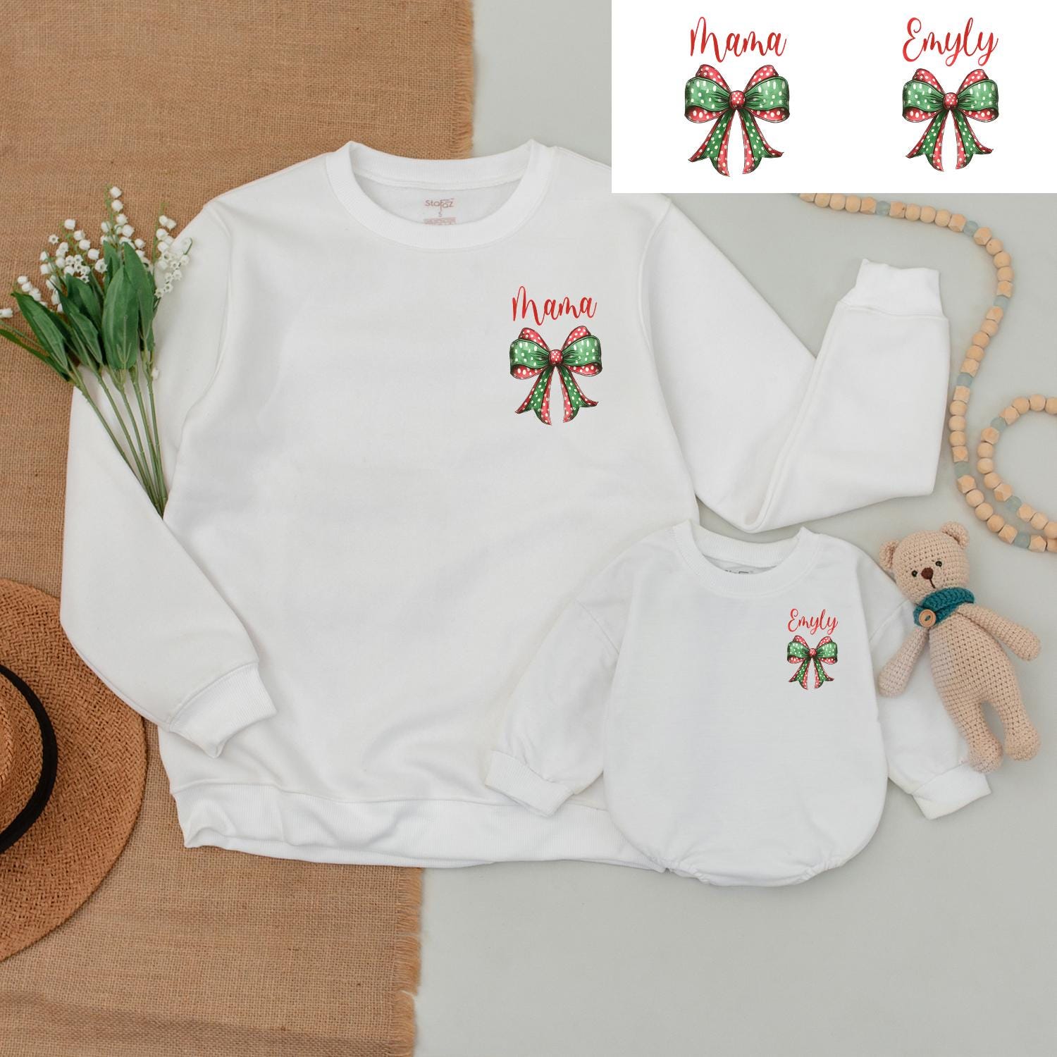 Matching Family Christmas Outfits: Cute Sweatshirts & Baby Romper  