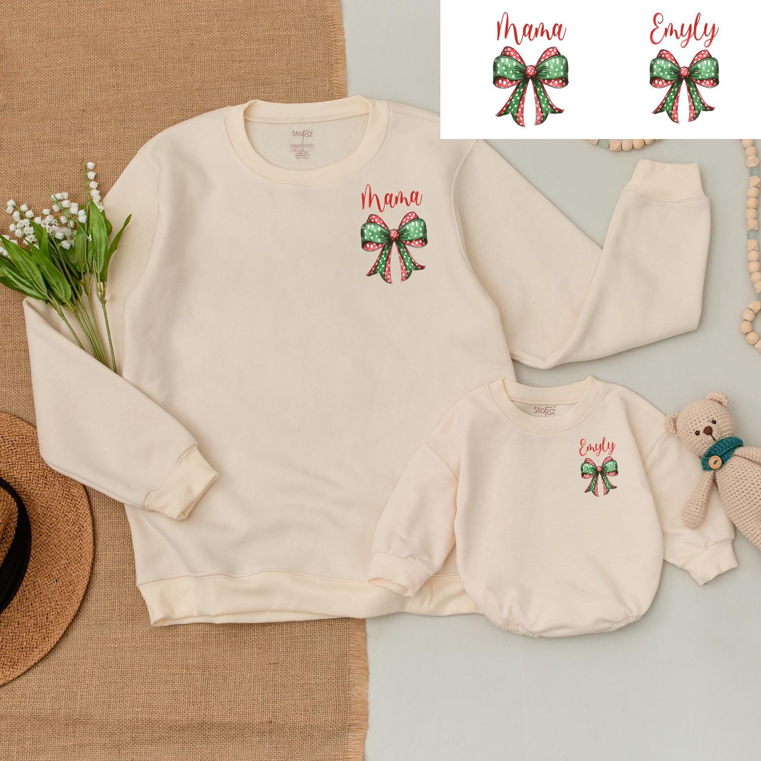 Matching Family Christmas Outfits: Cute Sweatshirts & Baby Romper  